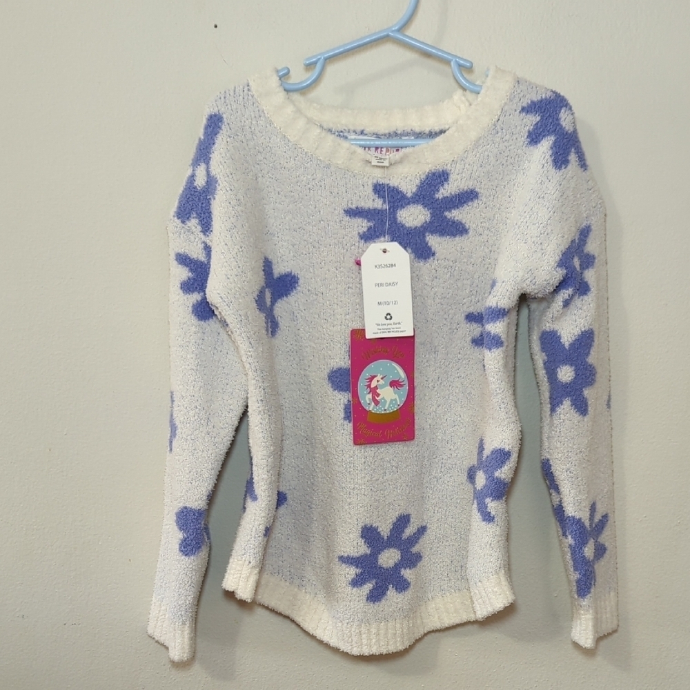 Pink Republic Floral Patterned Sweater Cream + Purple New with Tags Girls Size M